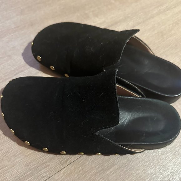 J Crew Pacific Studded Clogs in Black Suede Sz 6.5 - Picture 3 of 3